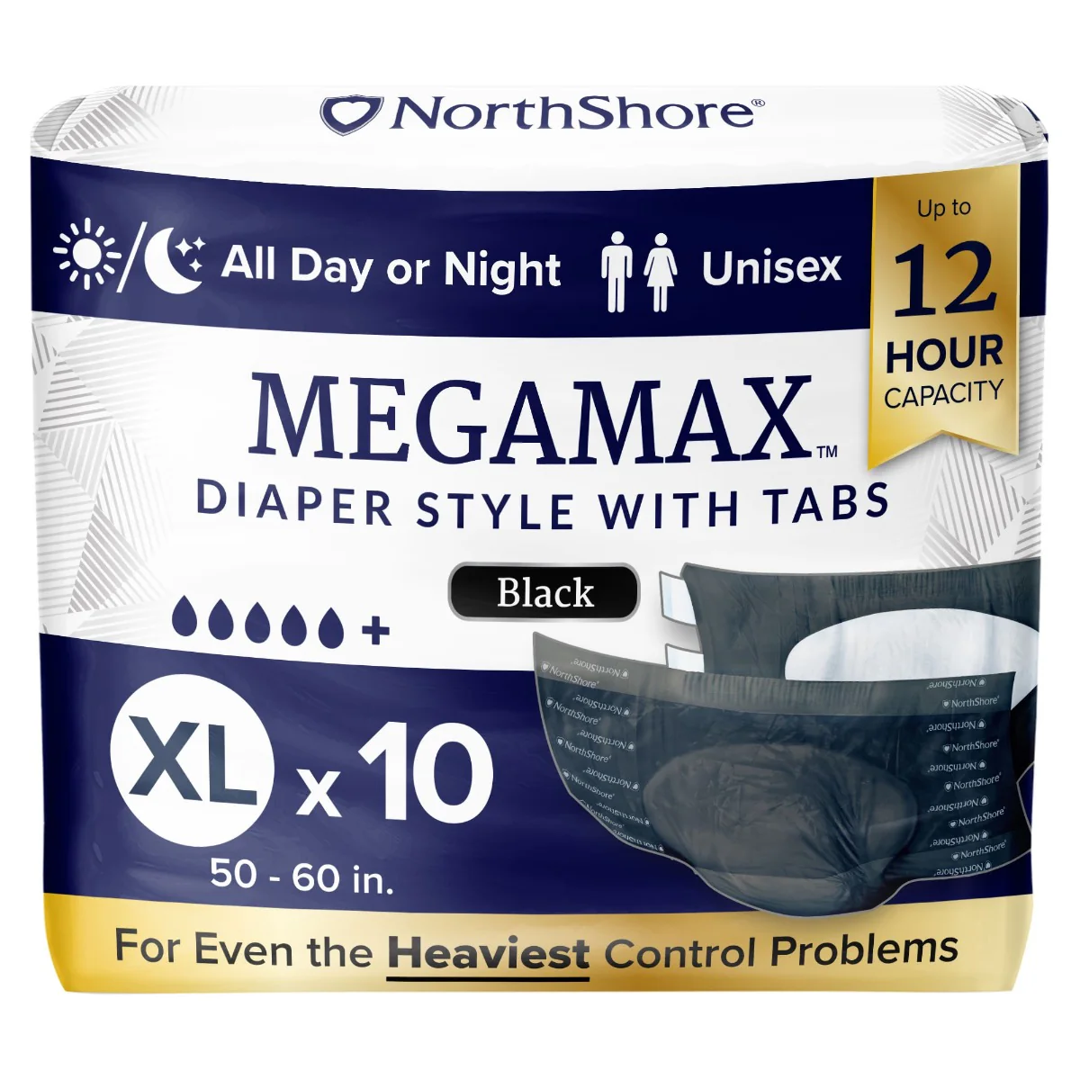 NorthShore MEGAMAX Black VAT Exempt Adult Incontinence Slip - Image 10