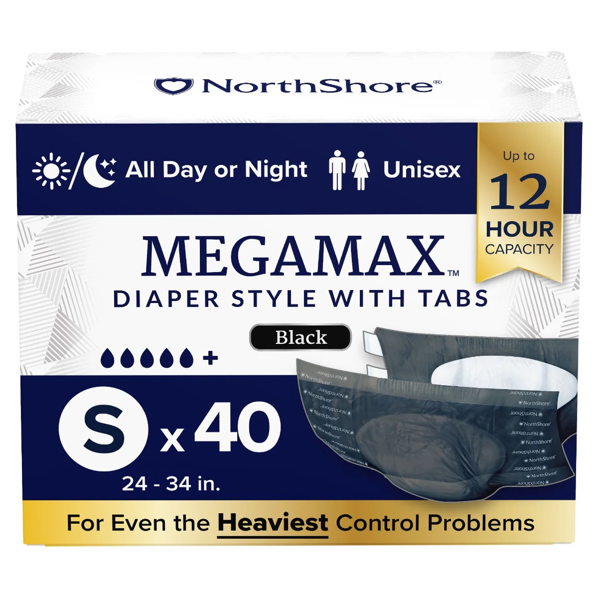 NorthShore MEGAMAX Black VAT Exempt Adult Incontinence Slip - Image 11