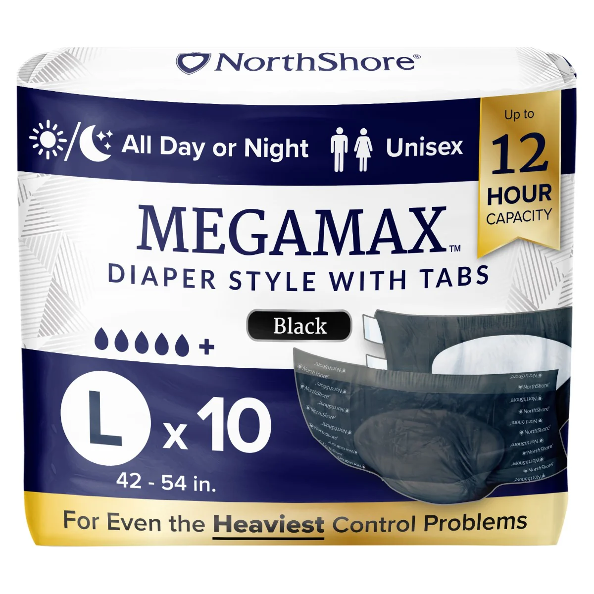 NorthShore MEGAMAX Black VAT Exempt Adult Incontinence Slip - Image 9